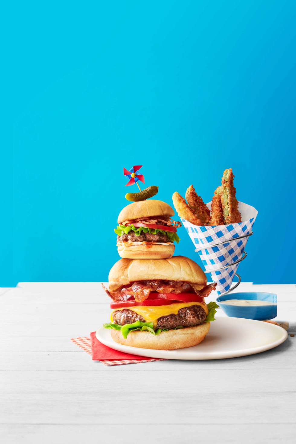 burger with fried pickles