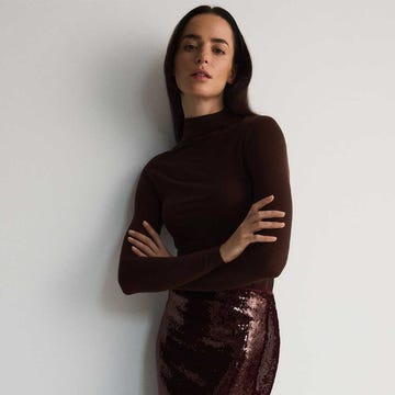 model wearing burgundy top and sequin skirt burgundy sequin skirt