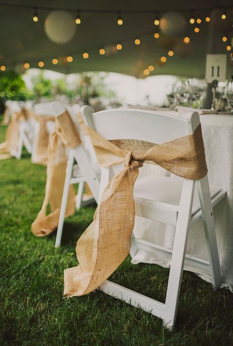 burlap bows seats diy wedding ceremony decorations