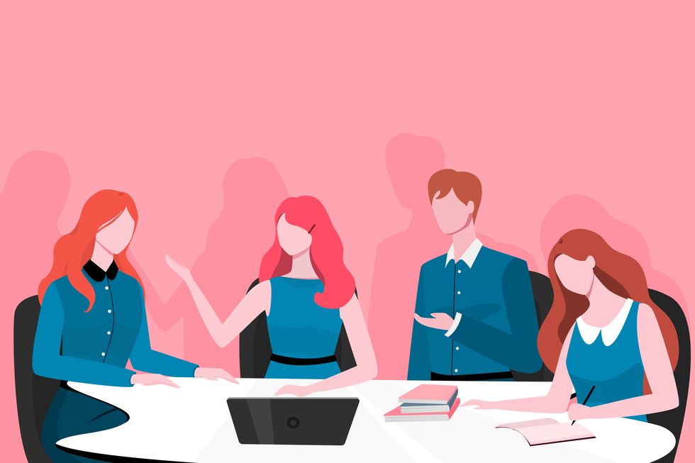 business meeting illustration concept shows people are discussing in the meeting room by face to face