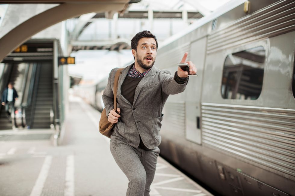 businessman trying to catch the train