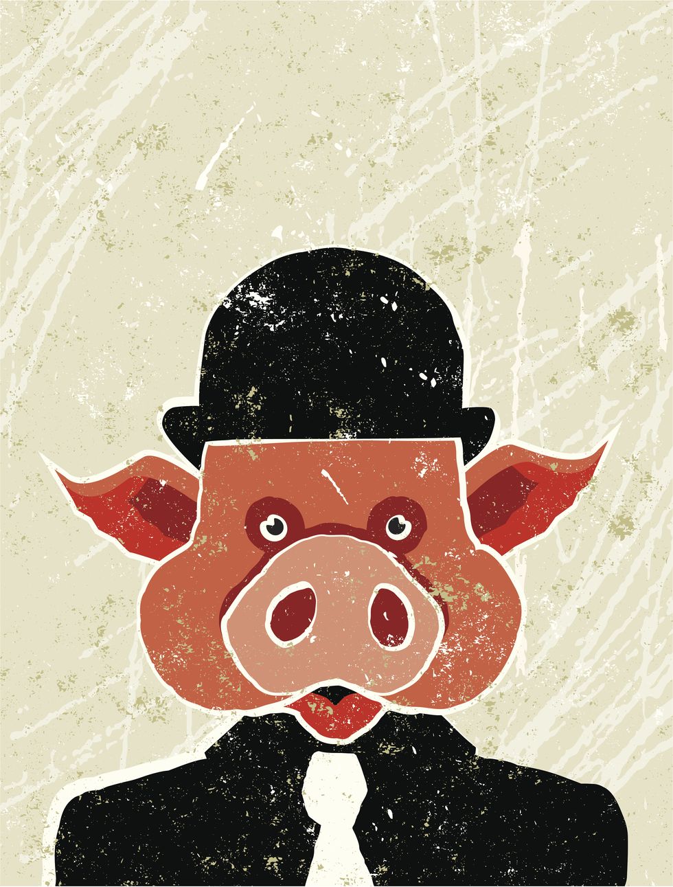 Businessman with a Pig for his face