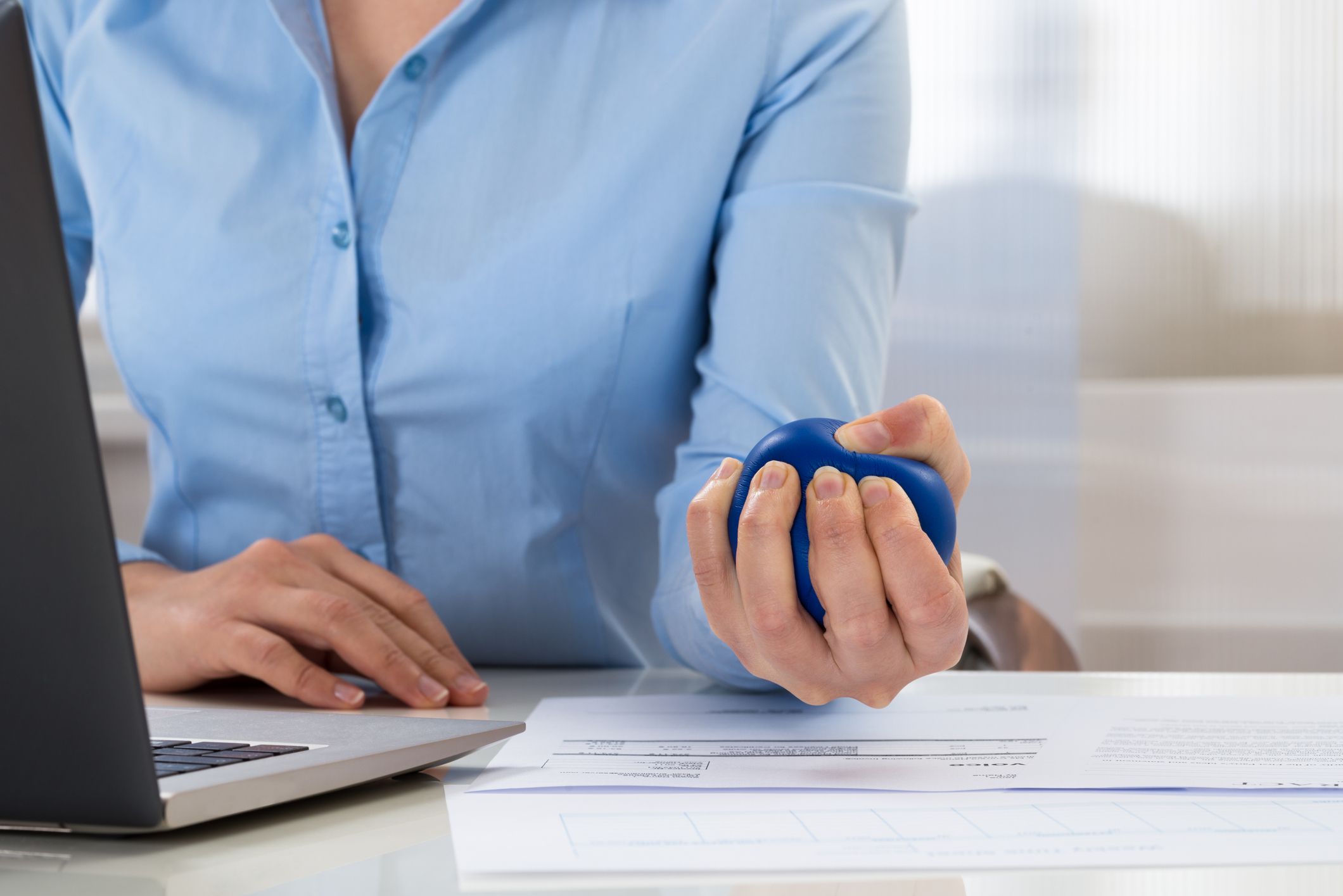 Businesswoman Holding Stress Ball