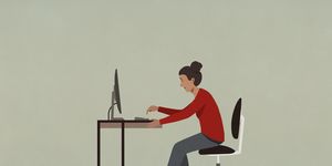 businesswoman working at computer