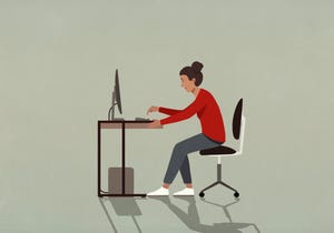 businesswoman working at computer