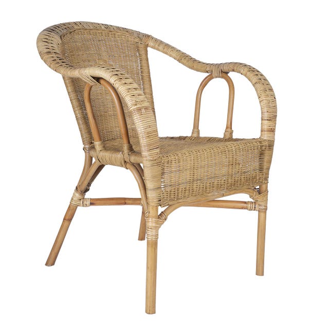 sillón de ratán natural, estilo colonial