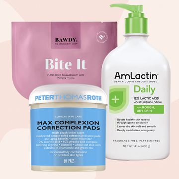 butt sheet mask, amlactin lotion, peter thomas roth complexion pads