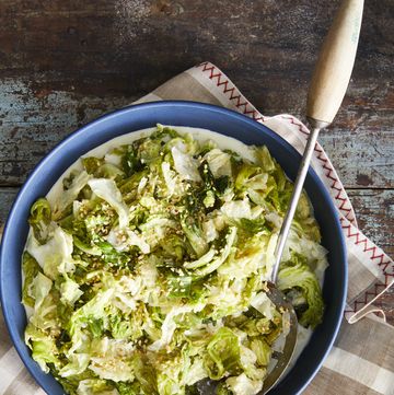 butter braised cabbage with cream and garlic