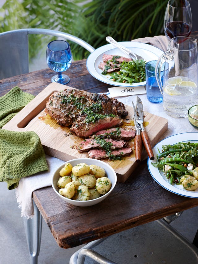 barbecue garlic, lemon and thyme butterflied lamb