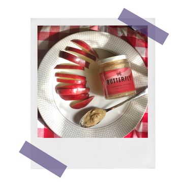 butterfly nut butter with sliced apples