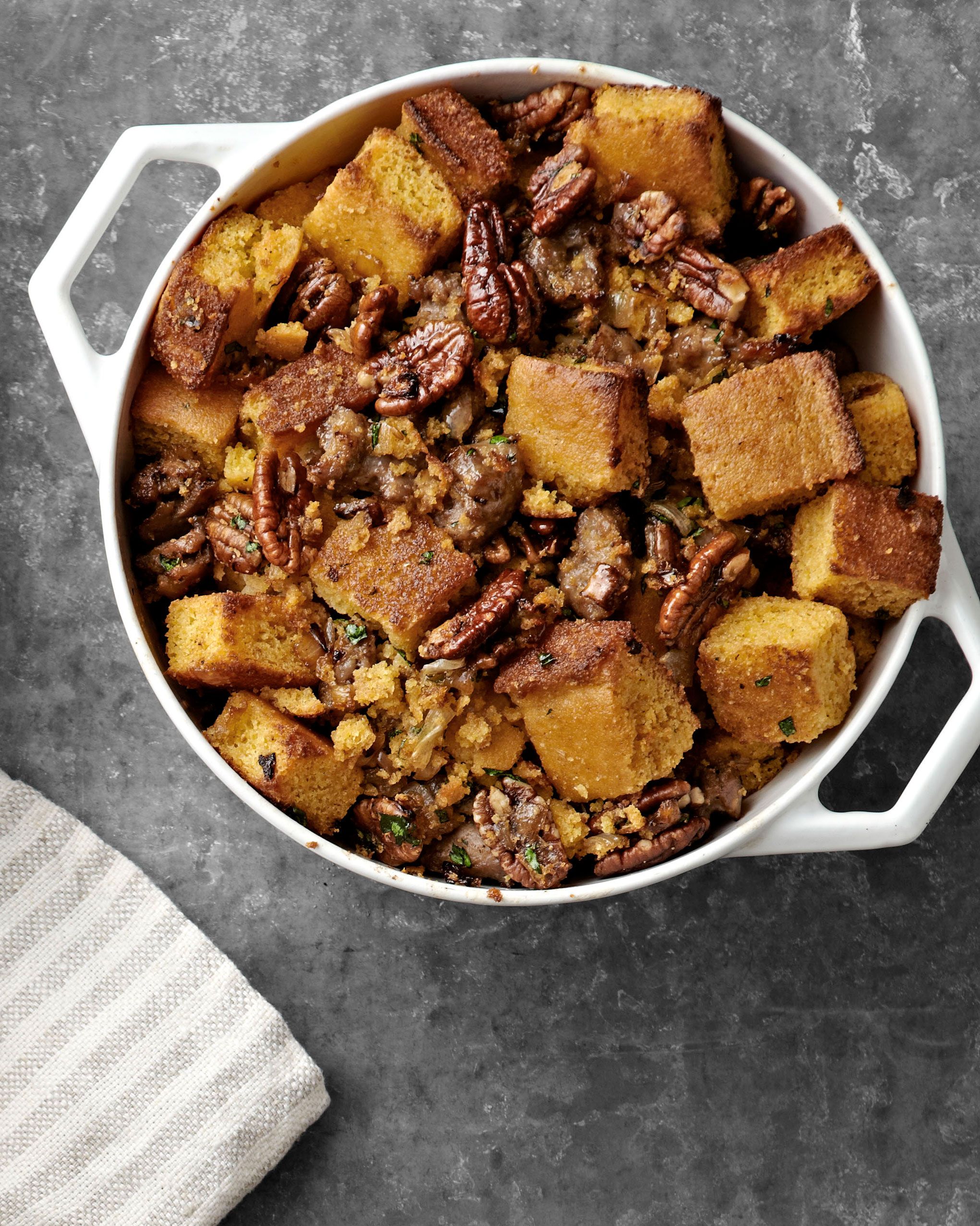 Cornbread Dressing with Sausage & Toasted Pecans