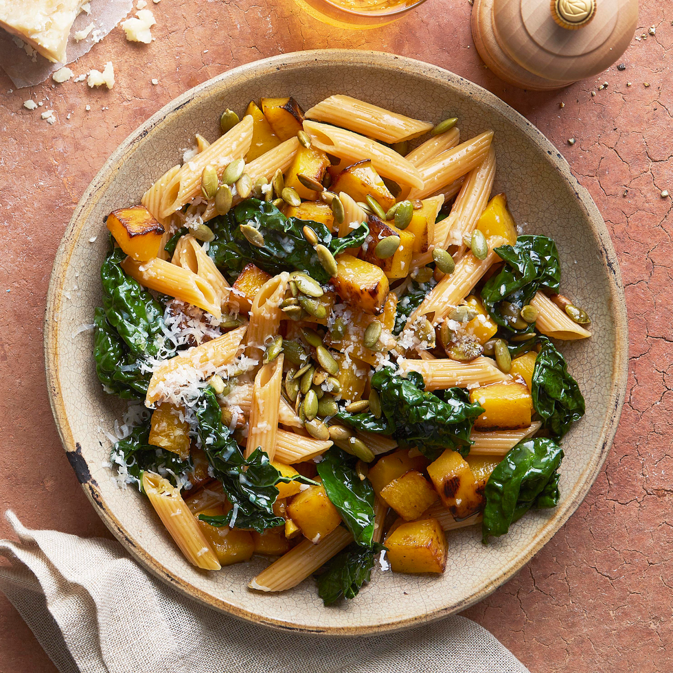 sauteed butternut squash, kale, and pumpkin seeds