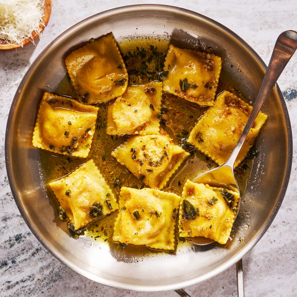 butternut squash ravioli in a butter sauce