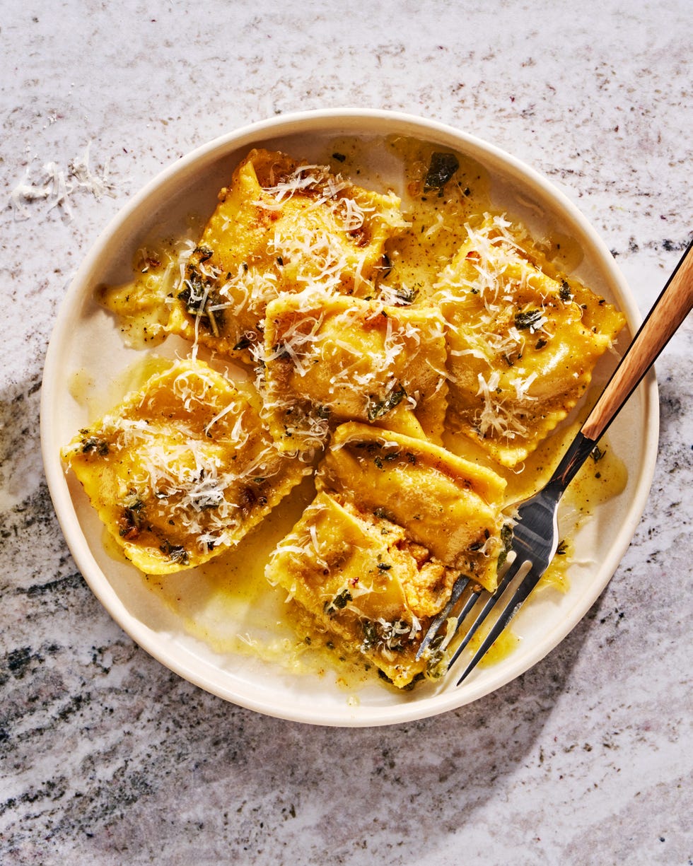 butternut squash ravioli in a butter sauce