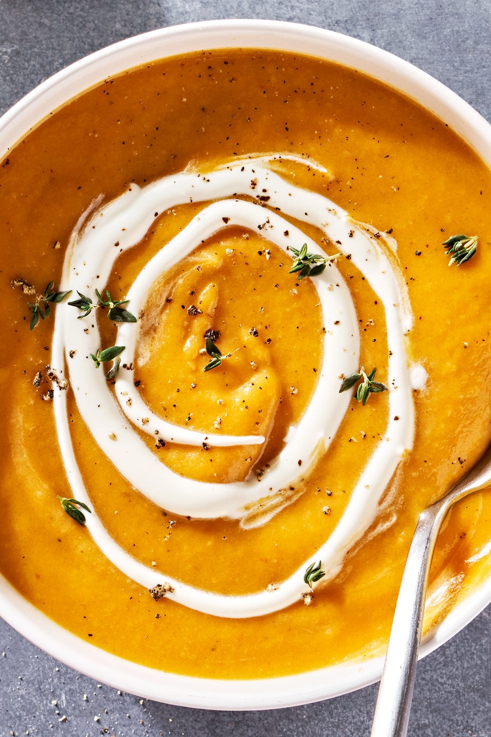 butternut squash soup with thyme and cream