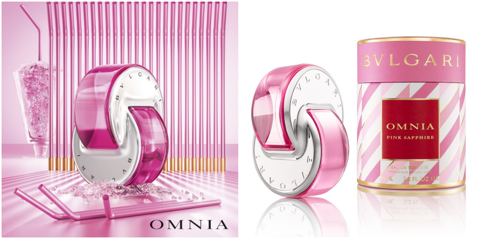 Perfume, Product, Pink, Text, Font, Material property, Cosmetics, Magenta, Advertising, Graphic design, 