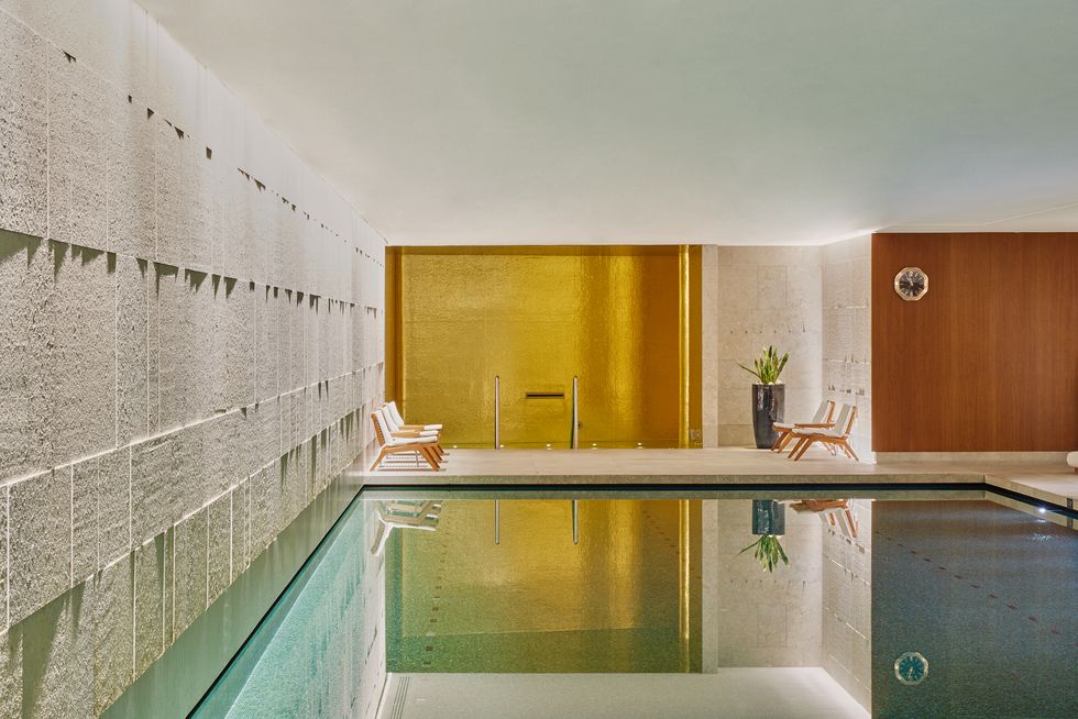 a pool inside the the bulgari london hotel spa