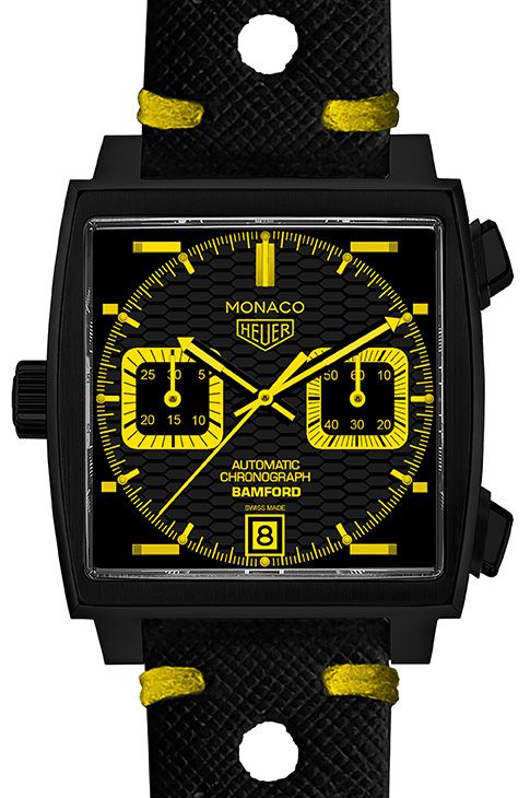 Bamford Watch Design x Tag Heuer Monaco Chronograph in Black and Yellow