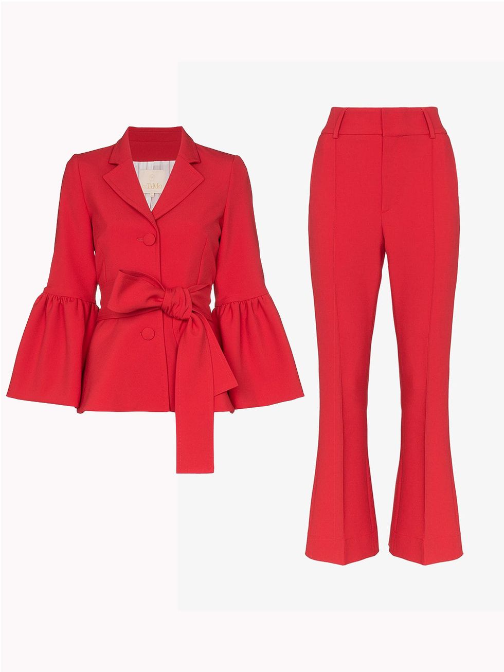 Clothing, Red, Outerwear, Blazer, Sleeve, Suit, Formal wear, Jacket, Collar, Trousers, 