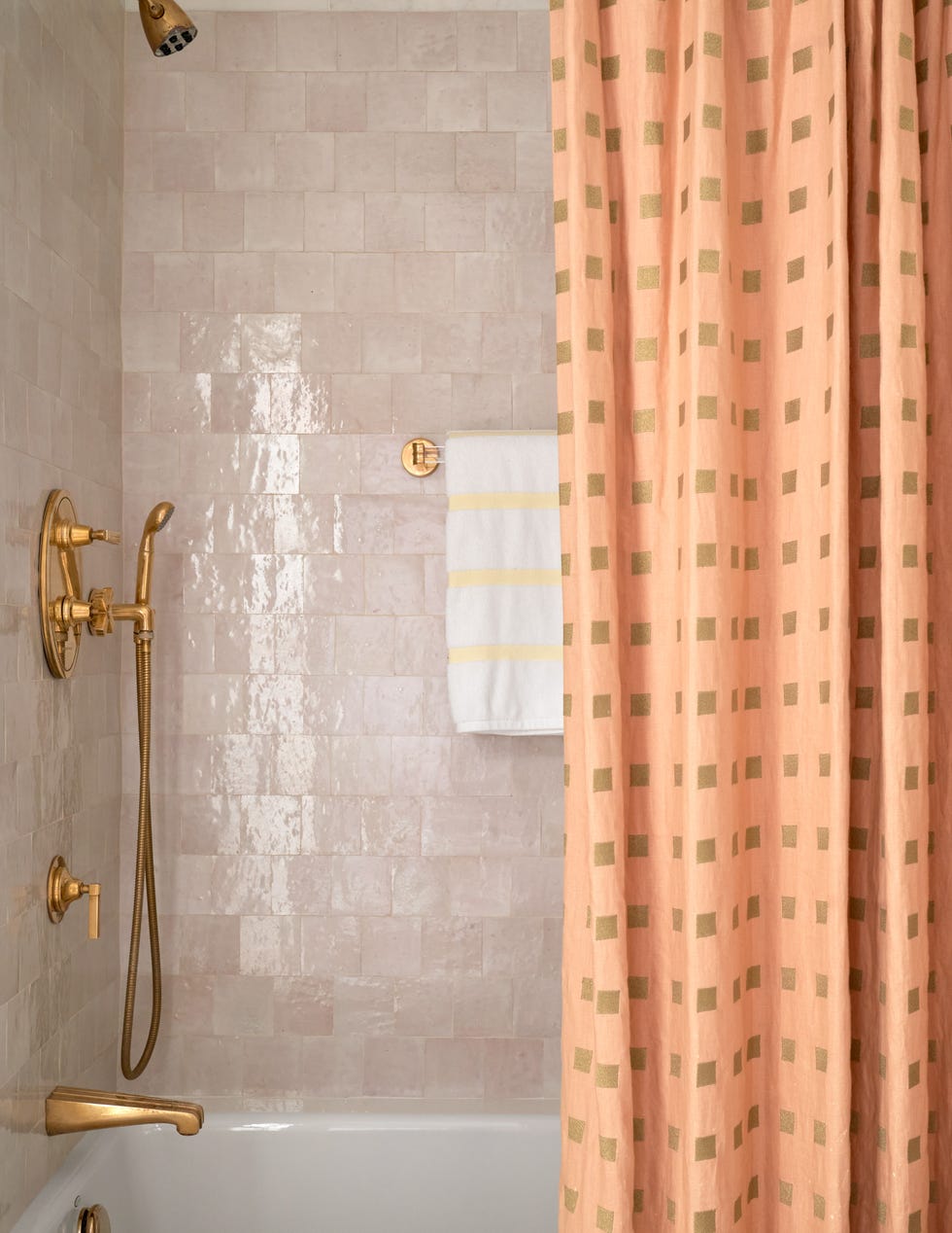 curtains work best in shower tub combos\, like this one in a bathroom by doniphan moore