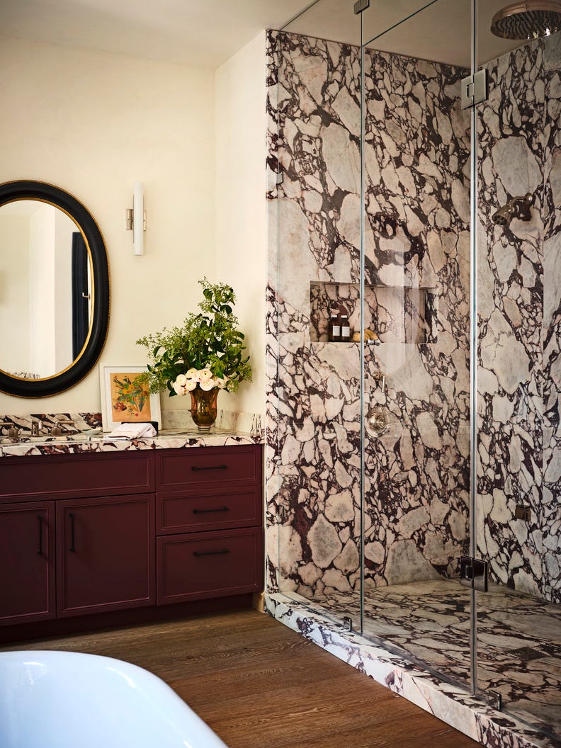 bathroom in a west village mansion, designed by cortney and robert novogratz