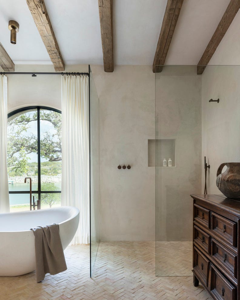 walk in shower in bathroom designed by marie flanigan interiors