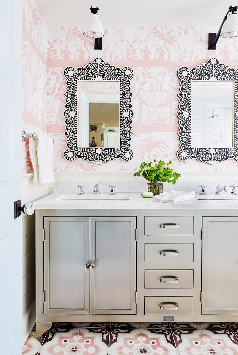 bathroom of designer colleen bashaw daughter pink girl's bathroom