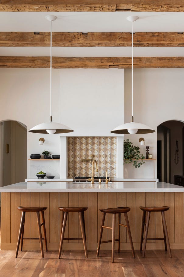 a plaster coated range hood lets the tile backsplash take center stage in this kitchen by hoedemaker pfeiffer a plaster coated range hood lets the tile backsplash take center stage in this kitchen by hoedemaker pfeiffer