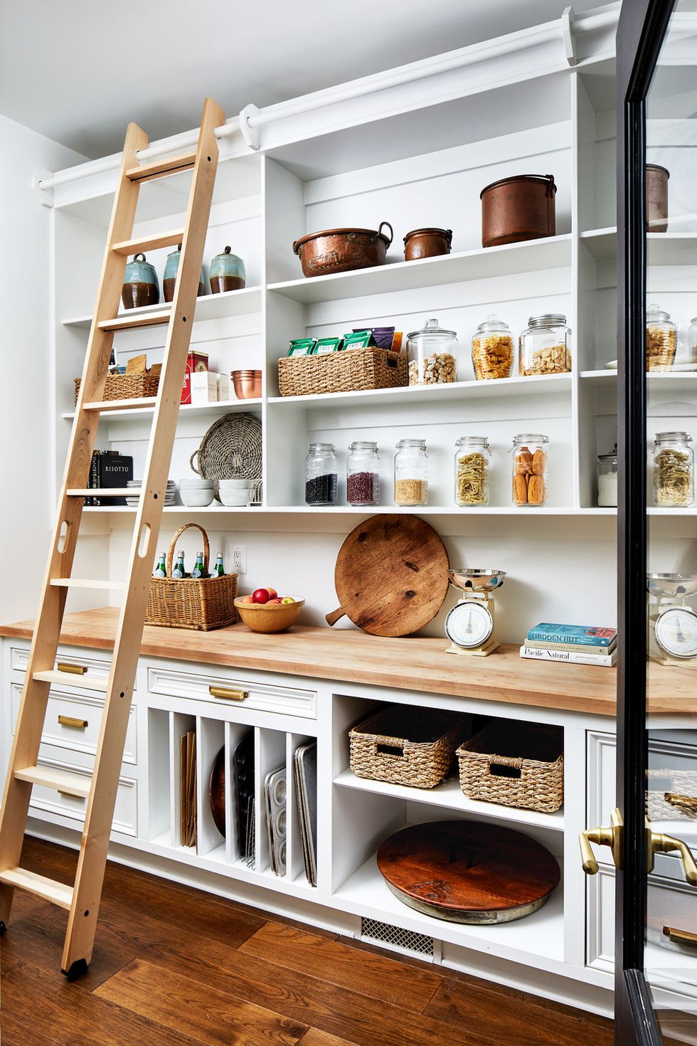 kitchen shelves, open shelving, organization