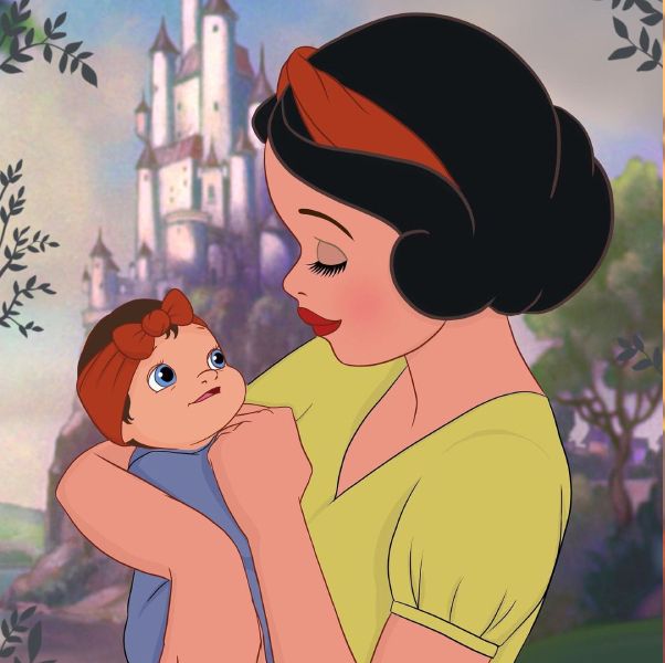 迪士尼公主化身「新手媽媽」！俄羅斯插畫家繪製花木蘭、白雪公主懷孕生子，完美體現幸福快樂的生活