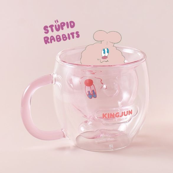 kingjun醜可愛外星人化身質感玻璃杯！蠢兔與bt、病毒花造型雙層玻璃杯＋玻璃吸管限量開賣