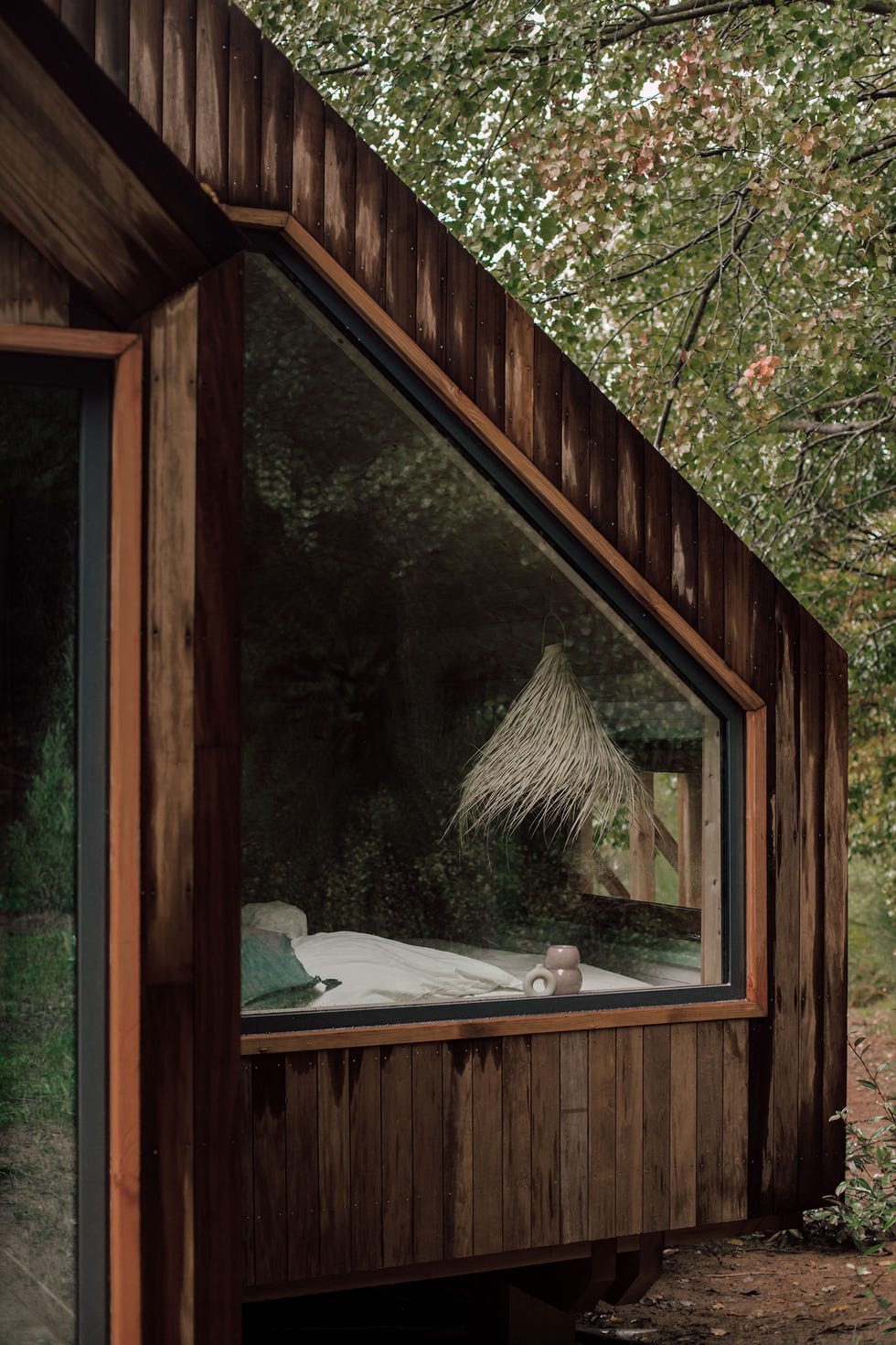 ventana con vistas al bosque