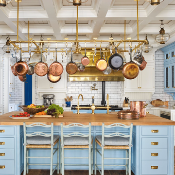 blue and white cabinets
