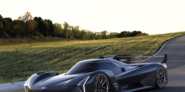 cadillac project gtp hypercar front left three quarter on track
