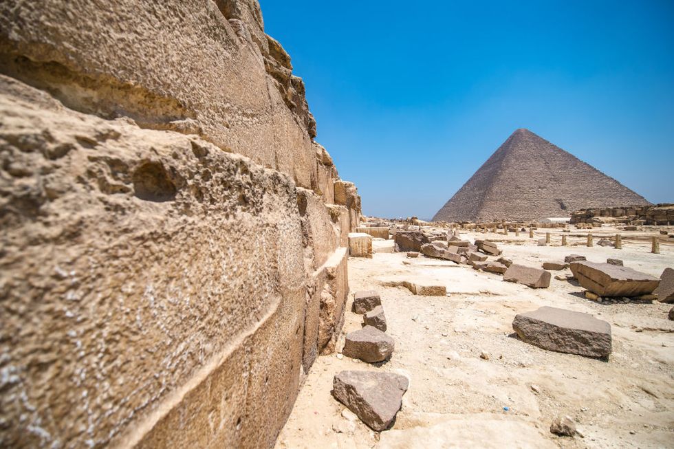 the casing stones that make up the great pyramids of giza