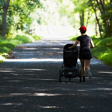 parent running with stroller