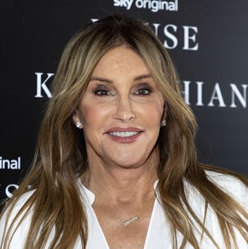caitlyn jenner smiling in a white dress