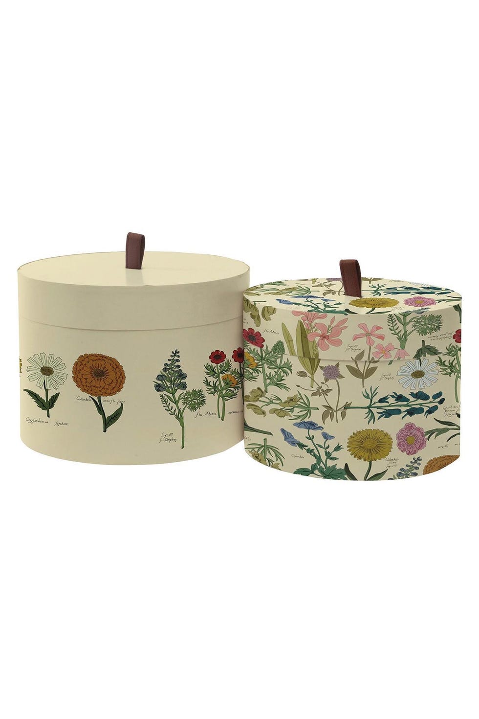 cajas redondas de almacenaje con flores