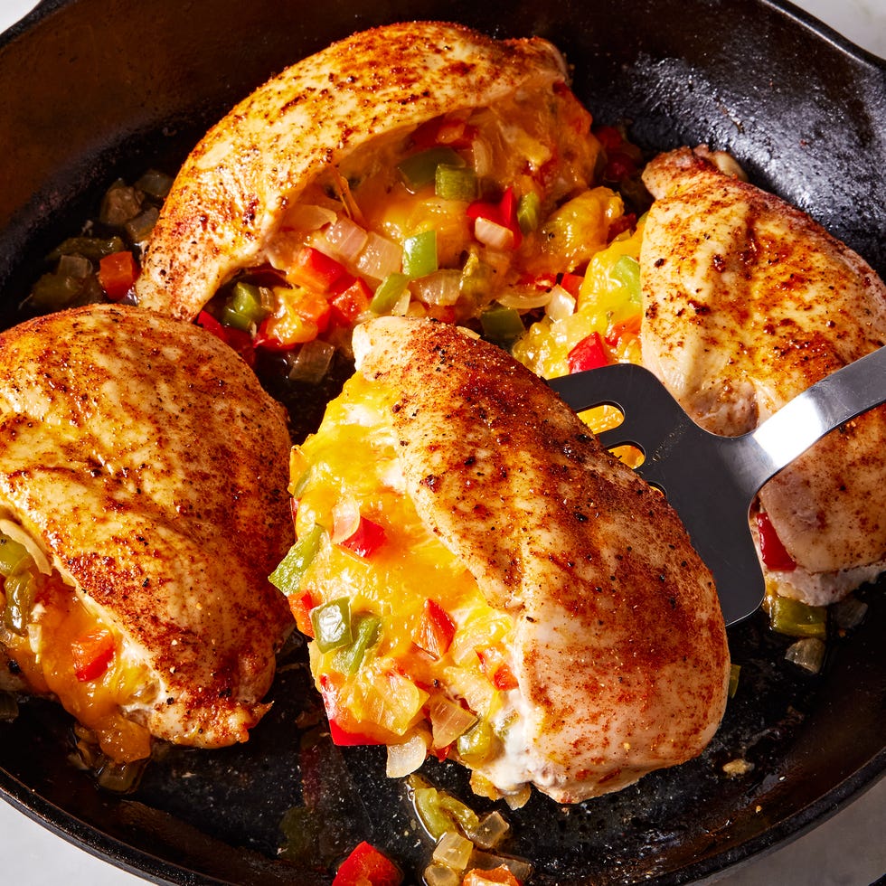 cajun stuffed chicken filled with peppers and onions