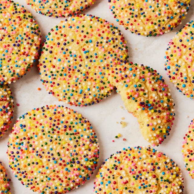 cake mix cookies topped with colored sprinkles