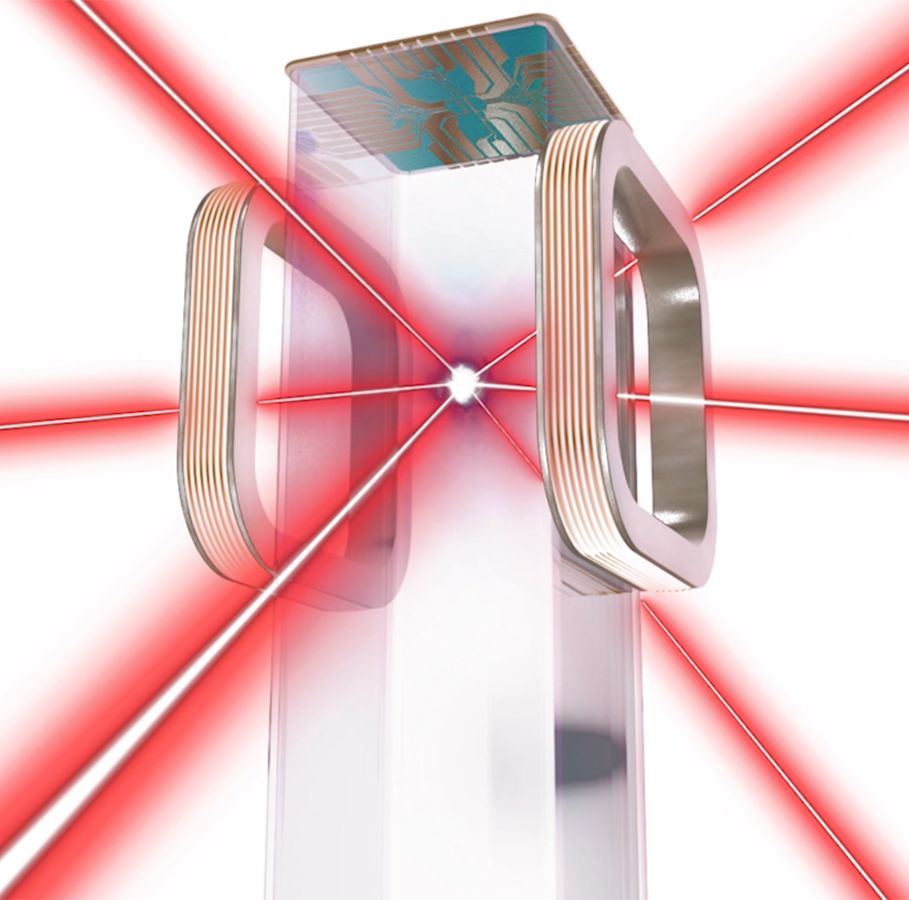 a nasa artist's rendition of the laser focused bose einstein condensate trap