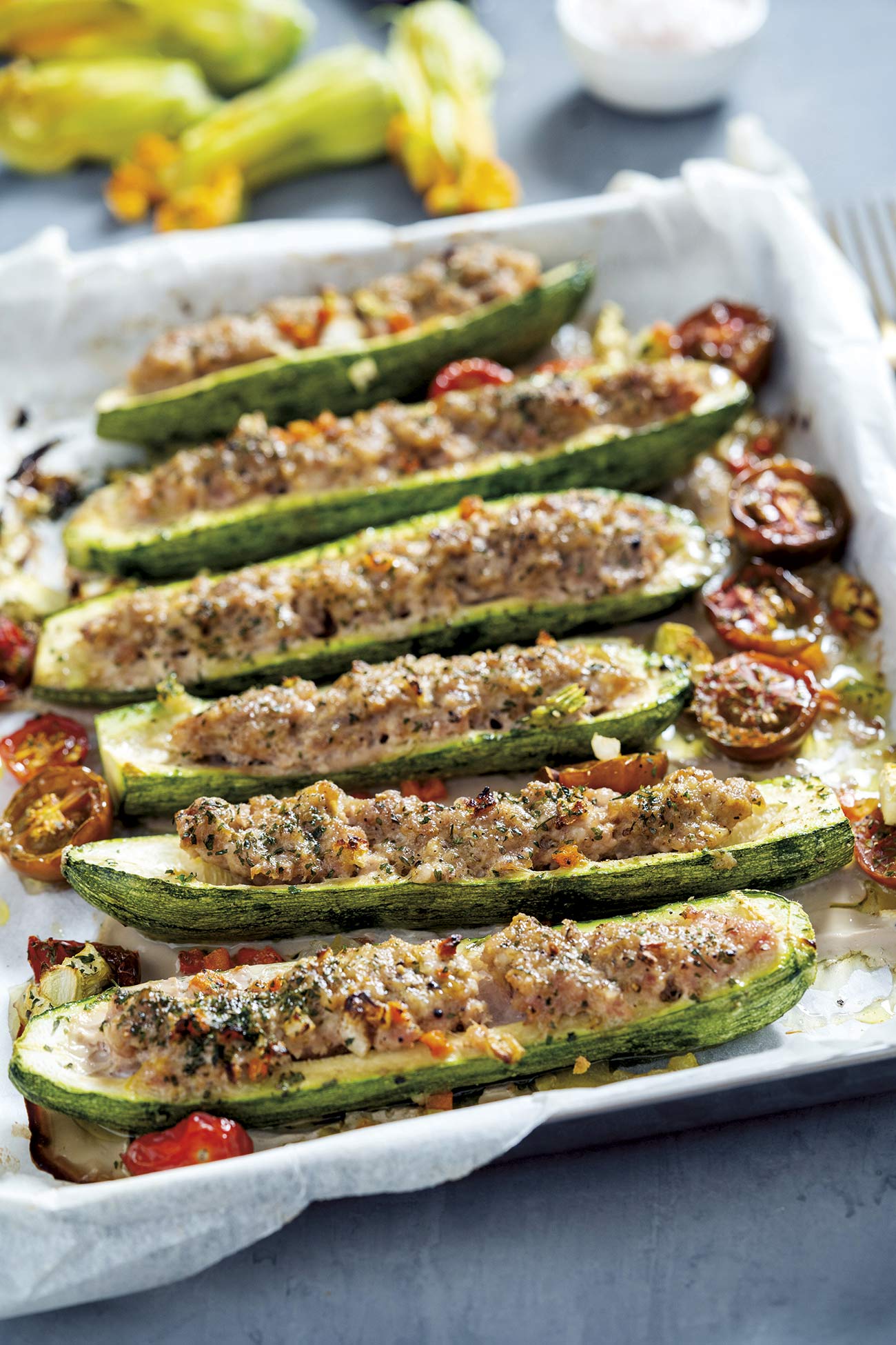 calabacines rellenos de carne picada