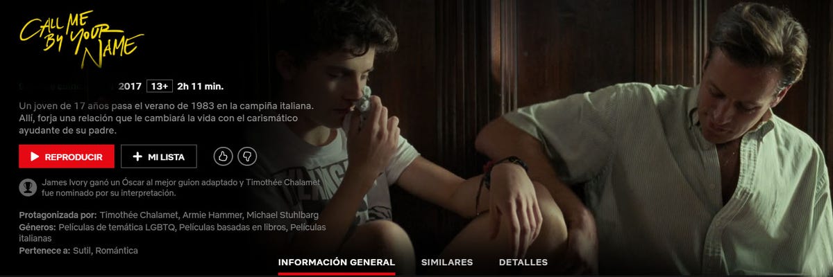 Call Me By Your Name' ya está en Netflix - LGTBI