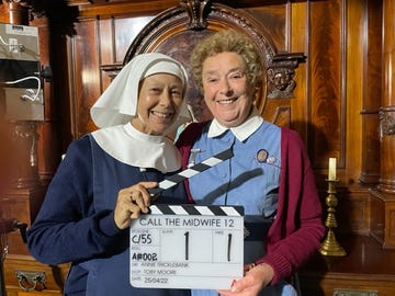 linda bassett and jenny agutter mark the start of filming season 12 of call the midwife