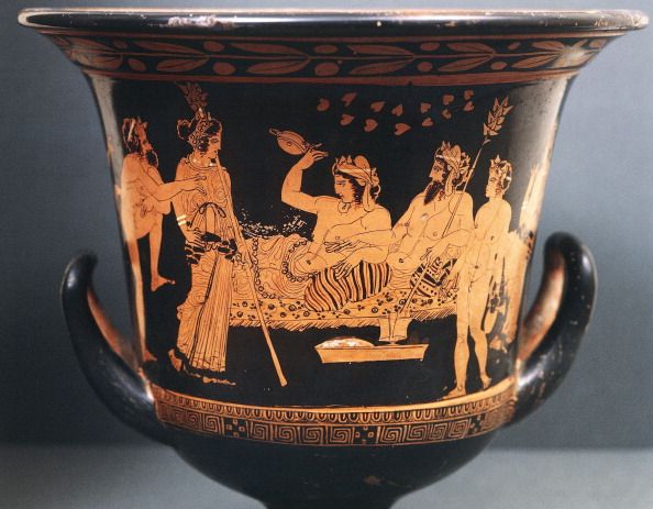 calyx krater depicting a scene of symposium