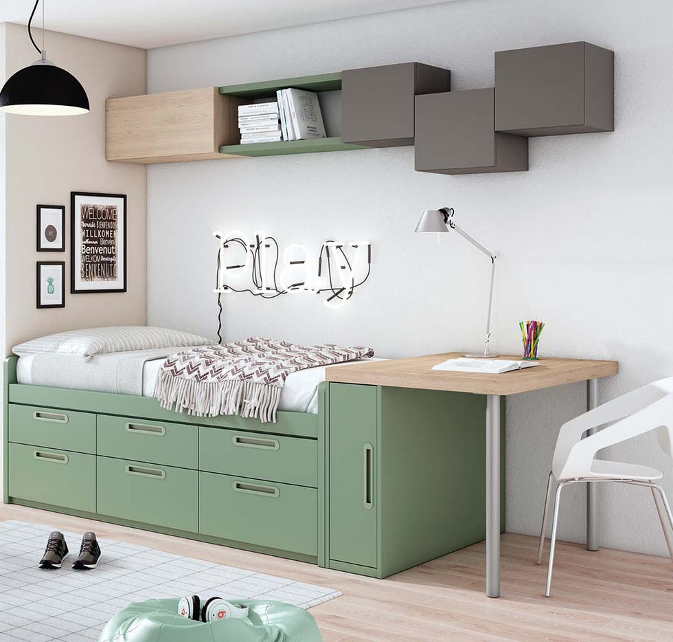 Dormitorio juvenil: cama con cajones