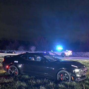 crashed chevy camaro after michigan state police chase