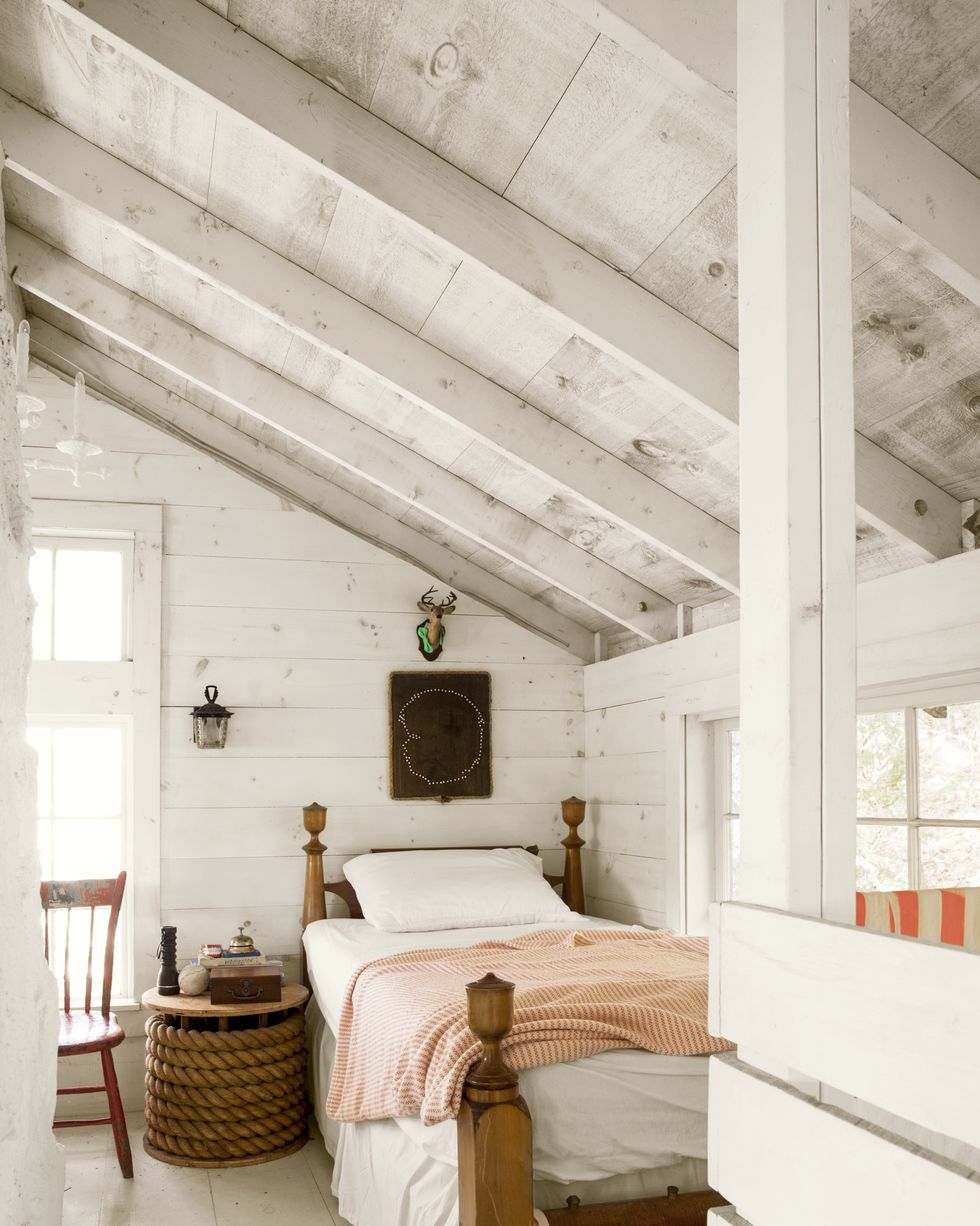 patina in the pines shingled camp house in camden, maine home of kathleen hackett bedroom