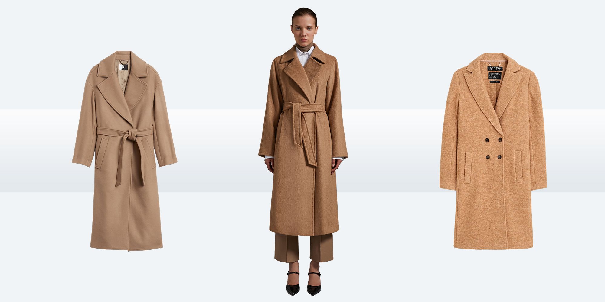 Long fitted camel coat online