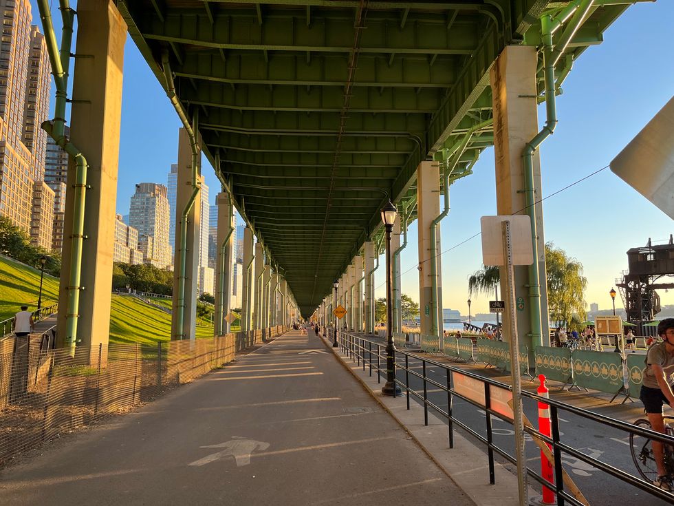 bike path under bridge in new york city